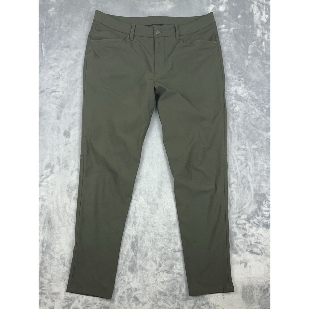 Lululemon ABC Slim Pants Mens Size 34 Green 5 Pocket Warpstreme M5552S